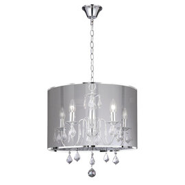 Venetian Round 5 Lights Voile Shade Pendant Light In Chrome