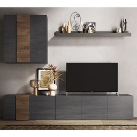 Venice Wooden Living Room Furniture Set In Titan And Mercure