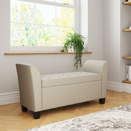Ventnor Fabric Ottoman Storage Bench in Natural