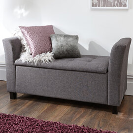 Ventnor Fabric Storage Seating Ottoman In Charcoal Grey