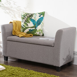 Ventnor Fabric Storage Seating Ottoman In Grey