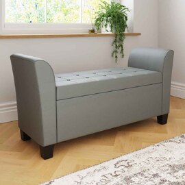 Ventnor Faux Leather Hallway Seating Bench with Storage in Grey