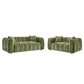 Ventura Fabric 3+2 Seater Sofa Set In Olive