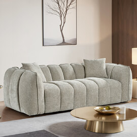 Ventura Fabric 3 Seater Sofa In Beige