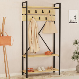 Verado Wooden Coat Stand With Metal Frame In Sapphire