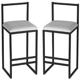 Verano Black Metal Bar Stools with Cream Foam Seat in Pair