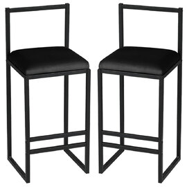 Verano Black Metal Bar Stools with Foam Seat in Pair