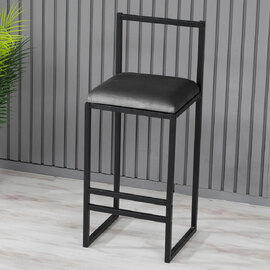 Verano Black Metal Bar Stools with Fume Foam Seat in Pair