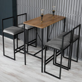 Verano Wooden Bar Table with 4 Fume Stools in Walnut