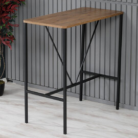Verano Wooden Bar Table with Black Metal Frame in Walnut