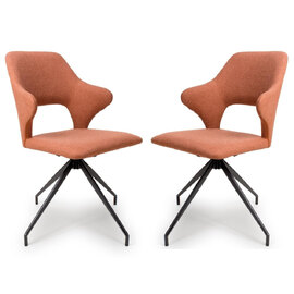 Vercelli Brick Fabric Dining Chairs In Pair