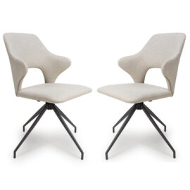 Vercelli Natural Fabric Dining Chairs In Pair
