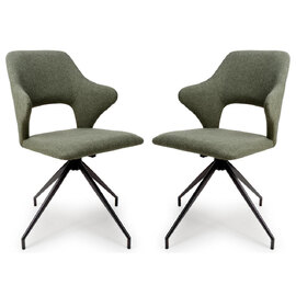 Vercelli Sage Fabric Dining Chairs In Pair