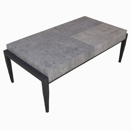 Vermillion Wooden Coffee Table With Metal Legs In Dark Concrete