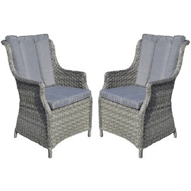Vernal Grey Rattan Garden Dining Chairs With Cushion In Pair
