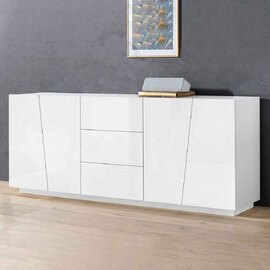 Verndale High Gloss Sideboard With 4 Doors 3 Drawers In White