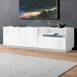 Verndale High Gloss TV Stand With 2 Doors 1 Drawer In White