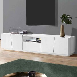 Verndale High Gloss TV Stand With 4 Doors 1 Drawer In White