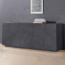 Verndale Wooden Sideboard With 4 Doors 3 Drawers In Slate