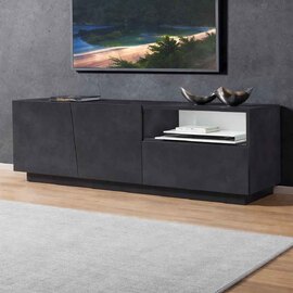 Verndale Wooden TV Stand With 2 Doors 1 Drawer In Slate