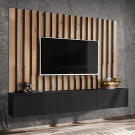 Vernon Wooden Entertainment Unit In Black And Artisan Oak