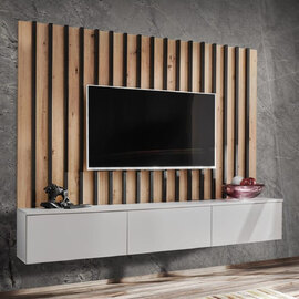 Vernon Wooden Entertainment Unit In Pearl Grey And Artisan Oak