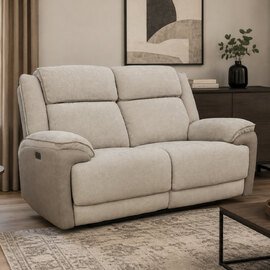 Vervel Fabric Electric Recliner 2 Seater Sofa in Soft Grey