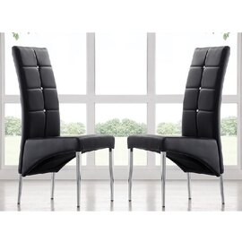 Vesta Studded Black Faux Leather Dining Chairs In Pair