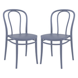 Victor Dark Grey Polypropylene Dining Chairs In Pair