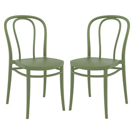 Victor Olive Green Polypropylene Dining Chairs In Pair
