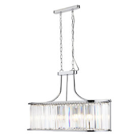 Victoria 5 Light Crystal Oval Pendant Light In Chrome