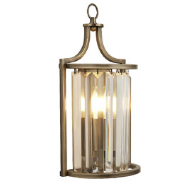 Victoria Clear Crystal Wall Light In Antique Brass