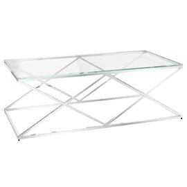 Victoria Clear Glass Coffee Table With Stainless Steel Frame