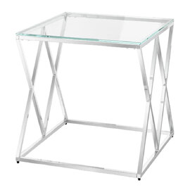 Victoria Clear Glass Side Table With Stainless Steel Frame