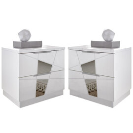 Victoria Matt White Wooden Bedside Cabinets In Pair