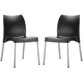 Vienna Black Polypropylene Dining Chairs In Pair