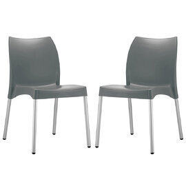 Vienna Dark Grey Polypropylene Dining Chairs In Pair