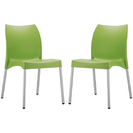 Vienna Mint Green Polypropylene Dining Chairs In Pair