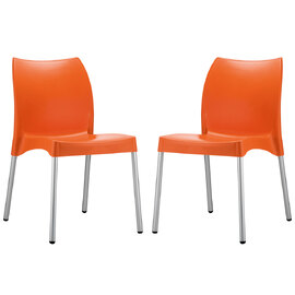 Vienna Orange Polypropylene Dining Chairs In Pair