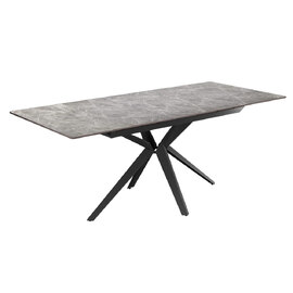 Villanova Sintered Ceramic Extending Dining Table In Gloss Grey