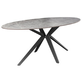 Villanova Sintered Ceramic Oval Dining Table In Gloss Grey