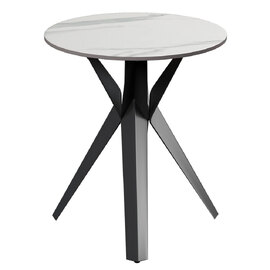 Villanova Sintered Ceramic Side Table In Gloss White
