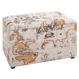 Villanova Textile Fabric Storage Ottoman In Motif