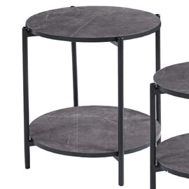 Vilna High Gloss Grey Marble Effect Side Table With Black Frame