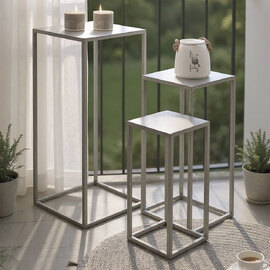 Vineland Metal Square Set Of 3 Planter In Grey