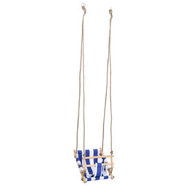 Vineland Wooden Baby Swing With Safety Belt In Blue And Natural