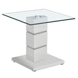 Viola Clear Glass End Table With Polished Stainless Steel Base