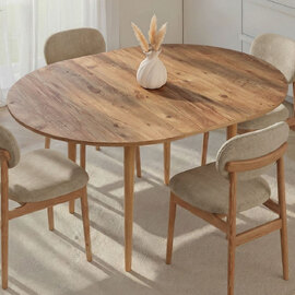 Vionael Oval Wooden Extending Dining Table in Atlantic Pine