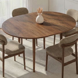 Vionael Oval Wooden Extending Dining Table in Barok Walnut
