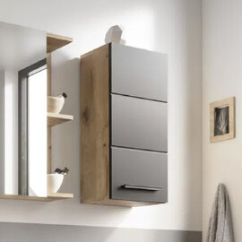 Viroqua Wooden Wall Unit With 1 Door In Viking Oak And Black